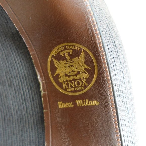 VINTAGE KNOX Hat Adult 7 1/4 Brown Panama Straw Trilby Jazz Cuban Summer 90s - Picture 5 of 16